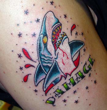 skin rip tattoos. Alex Sherker - shark skin rip