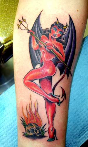 pinup girl tattoos. Devil Pin Up Girl