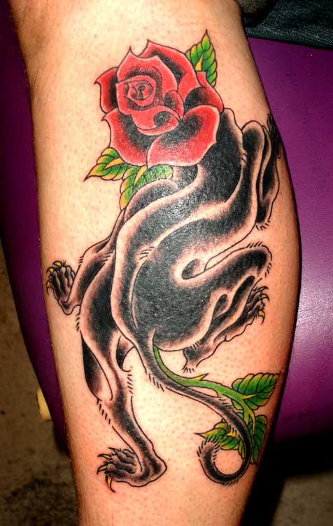 Tattoos Nature Animal Panther tattoos Rose Panther