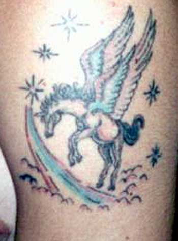 Really bad tattoo Tattoo Galleries: Pegasus w/ Rainbow design: Really bad