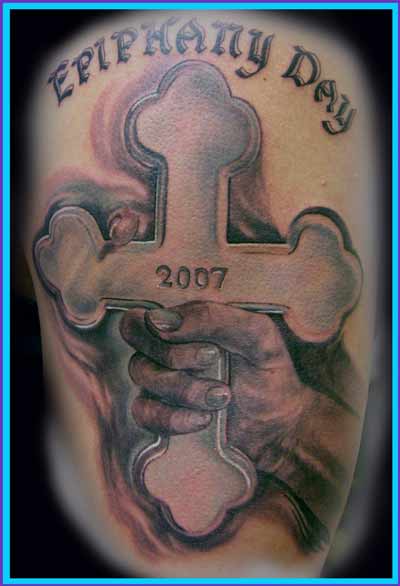 memorial cross tattoos 