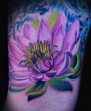 Comments: Lotus flower tattoo, part of half sleeve project in progress.