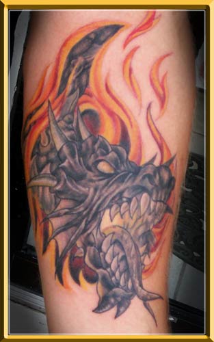  Custom Tattoos, Myth Tattoos. Jeremiah McCabe - Dragon Fire