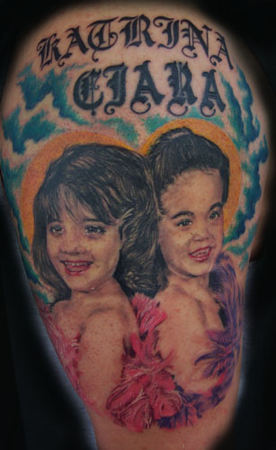 Toile & Tattoos SISTERS ! Placement: Arm Comments: Portrait of children with 