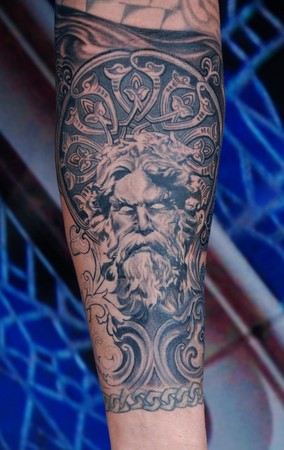 Comments: Full sleeve black & gray portrait tattoo still in progress.