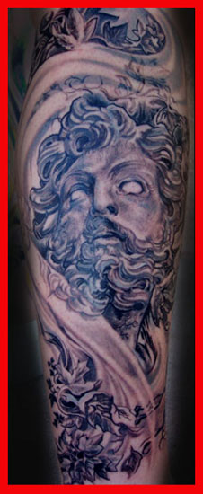 ZEUS is WATCHING ! Placement: Leg Comments: Half leg sleeve tattoo, 