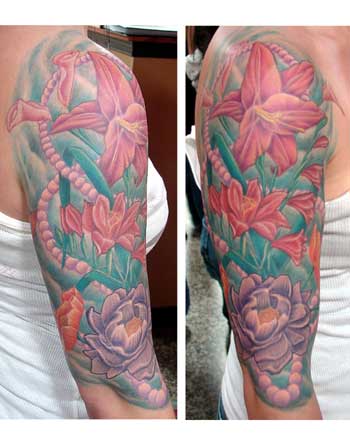 Tattoos. Tattoos Art Nouveau. floral half sleeve