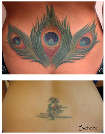 Fire Design Flames Peacock Feather Tattoo