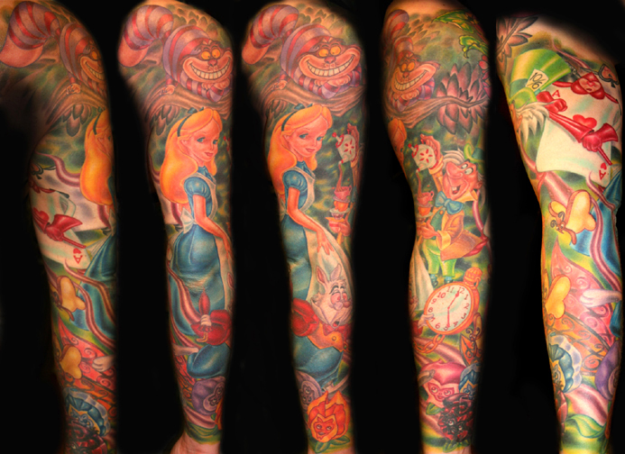 Tim Harris Alice in wonderland Sleeve Leave Comment Tattoos