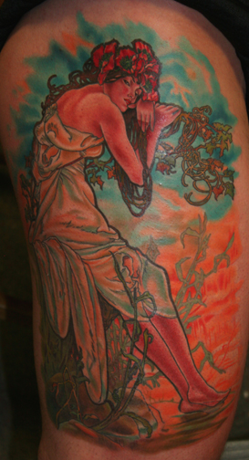 fitofhonesty: Alphonse Mucha tattoo. If I got a sleeve, it'd be