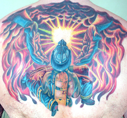 firefighter tattoos bull skull tattoos designs