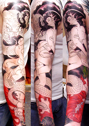 Tattoo Galleries: Geisha & Snake Tattoo Design