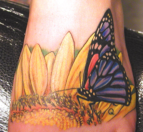 Tattoo Galleries: Butterfly, and sunflower Tattoo Design