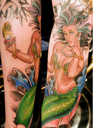 Tattoo Galleries: Mermaid w/ Pearl Tattoo Design