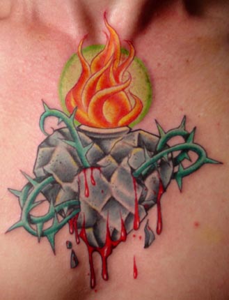 Tattoo Galleries: stone Sacred Heart Tattoo Design