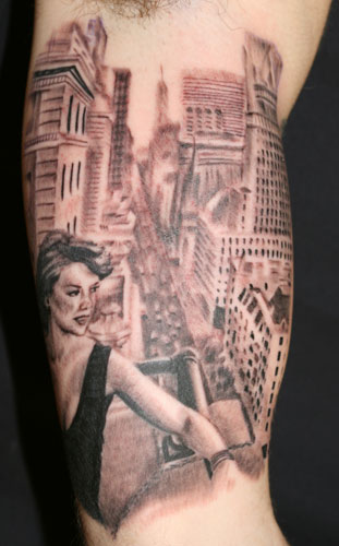 Jesso - City girl pin up tattoo