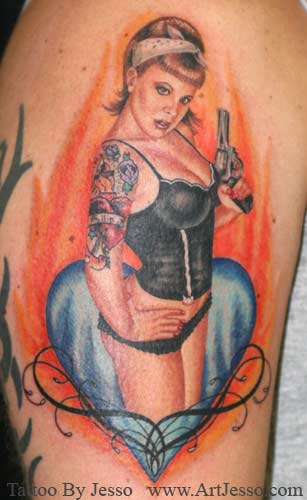 tattoo pin up girls. pinup tattoo. pin up tattoo by