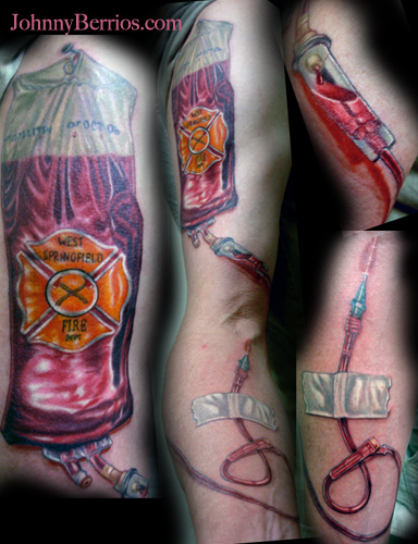 It is a memory tattoo of a friend of the client who was a firefighter