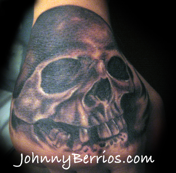 skull tattoos on hands. Johnny Berrios - Skull in hand