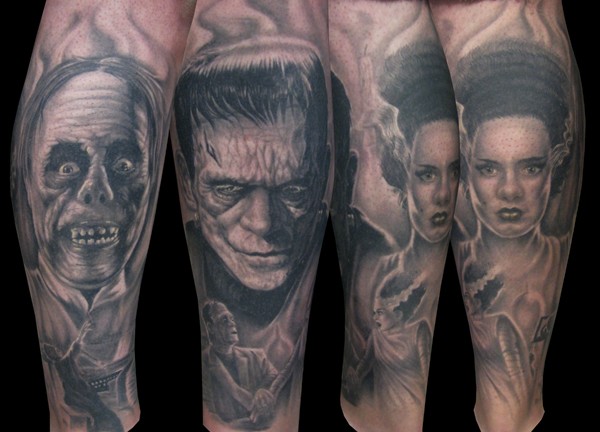 Tattoos Portrait. Universal Monsters Leg Sleeve #1