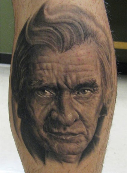 Tattoos Tattoos Black and Gray Johnny Cash realistic portrait